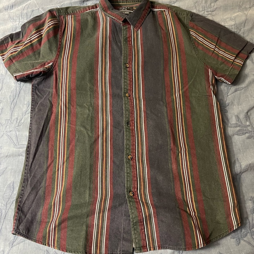 Primark Men's Earthy Tones Striped Shirt